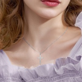 Cross Necklace 925 Sterling Silver Diamond-cut Cross Pendant Necklace Religious Jewelry Gifts for Women, not known