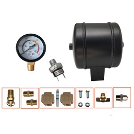 0.5 Gallon Air Tank for Air Horn Kit with Air Gauge, Pressure Switch, Safety and Drain Valve, Compression Fitting, 1/4 inch air hose