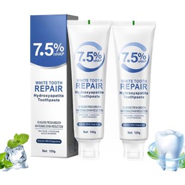 2 Pcs Hydroxyapatite Toothpaste, 7.5% Nano Hydroxyapatite Toothpastes for Enamel Protection and Tooth Strengthening, Gentle Mint, Fresh Breath, Daily Use for Oral Health, 4.23oz