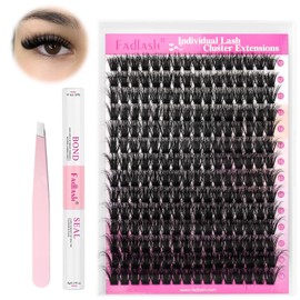 FADLASH Lash Extension Kit 100D Lash Clusters C Curl Lash Cluster Kit DIY Eyelash Extension Kit with Lash Bond and Seal Lash Tweezer 3D Fluffy Cluster Lashes (Kit, 100D-0.07C-Mix12-18)