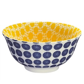 Cilio Amici Decorated Porcelain Bowl, 17 Ounce Capacity, 6" D x 2.75" H, Set of 6, Dots Pattern