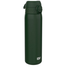 ION8 Vacuum Insulated Steel Water Bottle, 500 ml/18 oz, Leak Proof, Easy to Open, Secure Lock, Dishwasher Safe, Fits Cup Holders, Carry Handle, Scratch Resistant, Metal Water Bottle, Dark Green