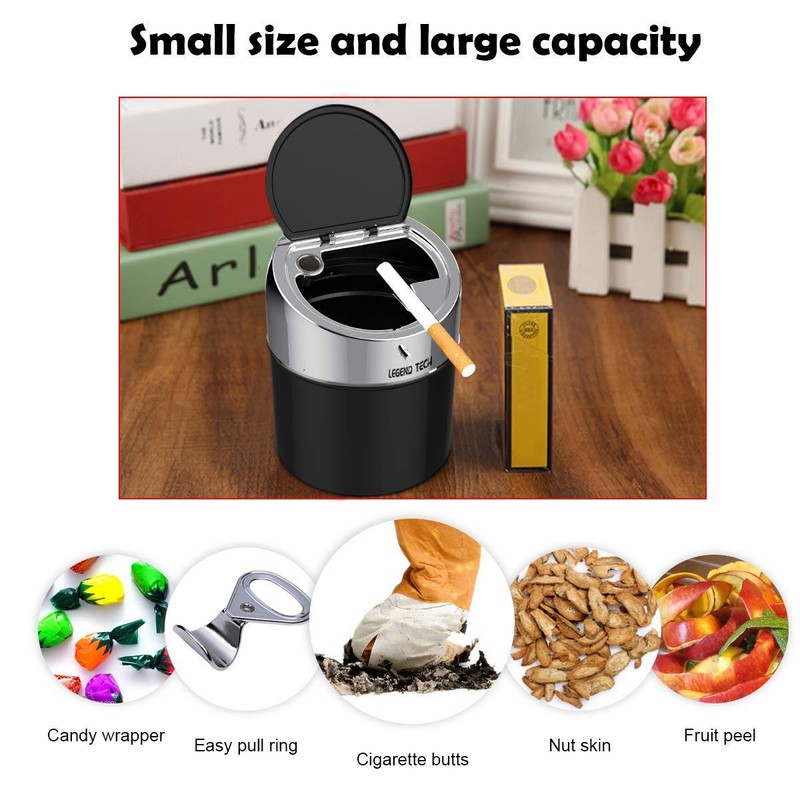 LegendTech Stainless Steel Ashtray with Lid, Portable Windproof Ashtray Large