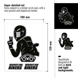 4R Quattroerre.it 32104 Super Shaped Sticker Respect for Bikers 10 x 12 cm Black