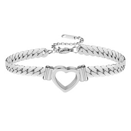 OIDEA Women's Numbers Heart Bracelet: Roman Numerals Curb Chain Bracelet Bangle Exquisite Wrist Elegant Bracelet Gift for Women Mother Daughter Girlfriend, Stainless Steel