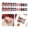 Christmas False Nails Set, Removable, Carton of 24 Pieces (Glue + Jelly Glue + Sanding Strips + Cleaning Pads + Remover Stick), Santa Claus Reindeer Motif, Suitable for Women and Girls