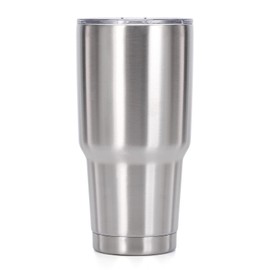 Muka 30 Oz. Stainless Steel Tumbler with Resistant Lid, Double Walled Insulated Travel Mug-Silver