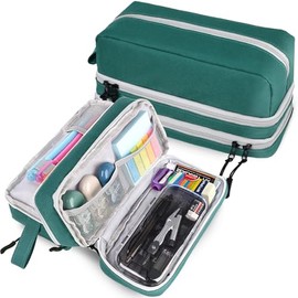 Estuche para lápices de gran capacidad, estuche multifunción, bolsas para lápices con cremallera, 3 compartimentos, estuche organizador para lápices o