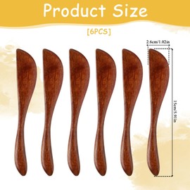TIESOME 6Pcs 5.9 Inch Wooden Butter Knife, Jam Spreader, Natural Bamboo