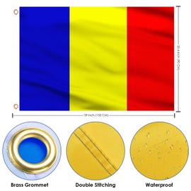 AhfuLife Romania Flag 90 x 150 cm, 1 Piece Romanian Flag Bright Colours with Brass Eyelets, Romania Flag for 2024 1st December Romanian Day Olympic House Garden Party Bar Decoration