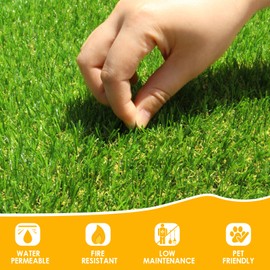 Realistic Artificial Grass Rug 3 FT x 17 FT Fake Faux Turf Grass, ZGR 0.8" Indoor Outdoor Patio Garden Lawn Landscape Balcony Synthetic Grass Mat, 4-Tones, Drain Holes, Rubber Backing, Customized