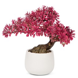Pink Bonsai Tree Juniper Faux Plants Indoor Pink Fake Plants Decor with Ceramic Pots for Home Table Office Desk Bathroom Shelf Bedroom Living Room Farmhouse Decorations