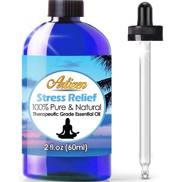 Artizen Stress Relief Blend Essential Oil (100% Pure & Natural - Undiluted) Therapeutic Grade - Huge 2oz Bottle - Perfect for Aromatherapy, Relaxation, Skin Therapy & More!