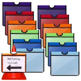 Set of 12 Traffic Cone Sleeve for Caution Traffic Cone Covers with Pockets Safety Message Sign Sleeve for Outdoor Signals Sports Activity Warning Sign Training (Multicolor)