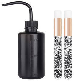 Mekupeu Plastic Satety Lash Cleaning Tatoo Wash Bottles 2PCS Peel Off Blackhead Brush,Nose Pore Deep Cleaning Brush, Facial Cleansing Brushes (black bottle+crystal black nose brush)