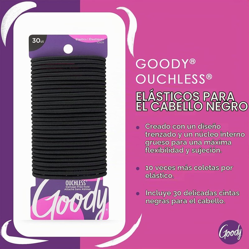 Goody 10939GDY Elástico Ouchless Little Black Dress, 30 uds
