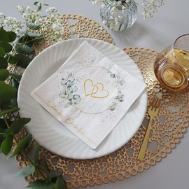 20 Napkins Hearts Around Eucalyptus White | Wedding | Marriage | Love | Schön dass Du da bist | Craft | Decoupage | Decoupage | Decoupage | Table Decoration | 33 x 33 cm