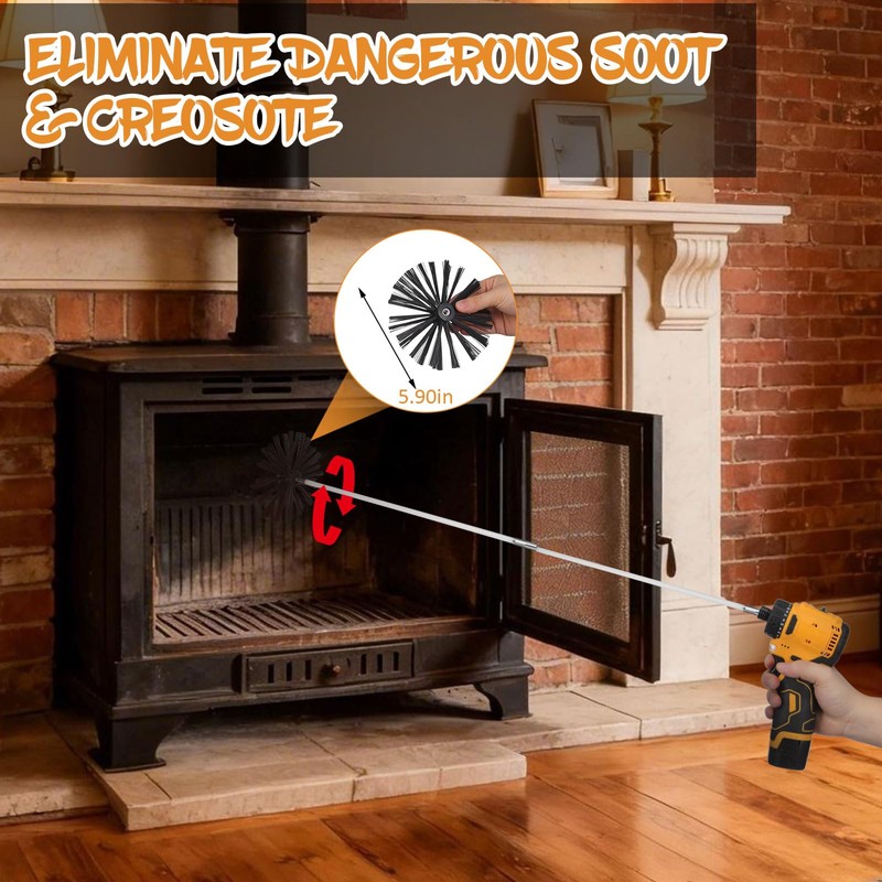 MAGICLULU 20 Feet Chimney Sweep Brush Kit - 15 Flexible