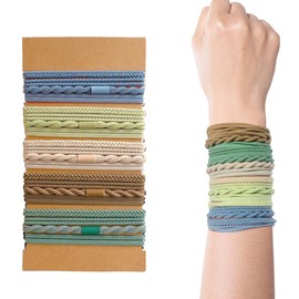 20 Pcs Boho Hair Ties, No Damage Hair Bobbles and Elastic Hair Bands for Women and Girls, Neutral Colour Ponytail Holders, Soft Stretch Hair Accessories for Thick Thin or Medium Hair - Natural