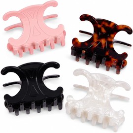 JITUIHOM Pinzas para el cabello de acetato de alta calidad y duraderas con forma de mariposa, paquete de 4. Pinzas de acetato de tamaño mediano con sujeción segura, perfectas para recogidos (7 x 4,2 c