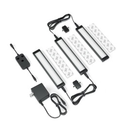 EShine 3 Pack 7 inch Black Smart Dimmable LED Under Cabinet Lighting Kit Compatible with Alexa, Google - Warm White (3000K)