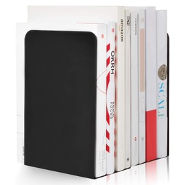 ASelected A Pair of Classic Bookends Plain Black 8" (205mm) Heavy Duty Metal Book Ends for Office Library Shelves