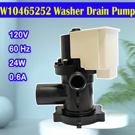 W10465252 Washer Drain Pump Assembly Fit for Whirlpool Maytag Washing Machine AP6021852 PS11755180 W10192988 WPW10465252, Compatible with MHWC7500YW0 WFC7500VW0 WFC7500VW1 WFC7500VW2 (Fits: MHW, WFC)