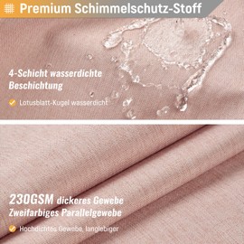 BTTN Shower Curtain Fabric 180 x 180 cm, Linen Texture, Anti-Mould, Waterproof Textile Shower Curtain with 12 Plastic Hooks, Washable, Weighted Polyester Shower Curtains for Bathroom, Pink/Pale Pink