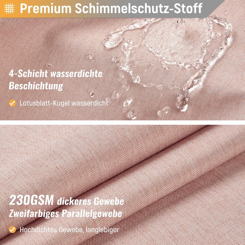 BTTN Shower Curtain Fabric 180 x 180 cm, Linen Texture,