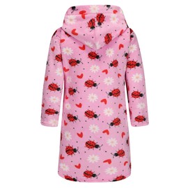 FunnyPaja Girls Soft Fleece Robes Plush Hooded Bathrobes Sleepwear for Kids 2-16 Years Pink Ladybird 5-6 Years