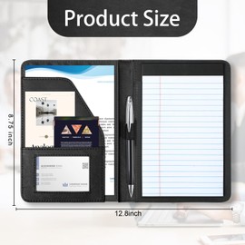 Lcjtop Portfolio Binder/Padfolio Organizer, Mini Size Folder Portfolio for Men Women,5 x 8 Writing Pad Included, Black