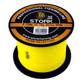 Stork HDx8, 8-Way Braided Premium Fishing Line 600 m (Yellow, 50 lbs / 22.7 kg / 0.33 mm)