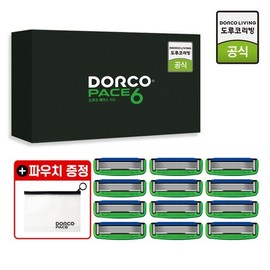 Dorco [Pouch gift] Face 6 6-blade 12-piece razor blade set compatible / 도루코 [파우치증정] 페이스6 6중날 12입 면도날세트호환가능