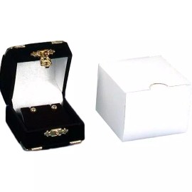 FindingKing 6 Black Velvet Earring Boxes With Brass Corners