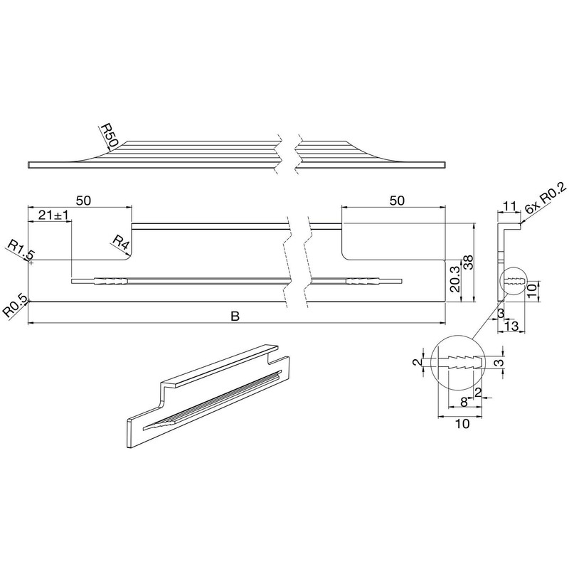 JUVA Cabinet handle, AG10011, furniture handle, 696 mm, 1 piece,