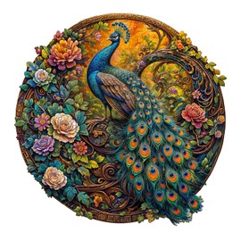 KaayeeWood Wooden Puzzle for Adults, 200 Pieces, Peacock Wooden Puzzle, Unique Wooden Puzzle with Wooden Box, Birthday Gift for Adults and Children