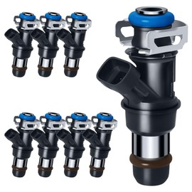 SeyPon Upgraded 4 Holes Gas Fuel Injectors Fit For GMC: Yukon (XL)/Sierra, 1500 2500 3500, For Chevy: Tahoe/Express/Suburban/Silverado, For Cadi Escalade, V8 4.8L/5.3L/6.0L 2000-2006# 17113553(8 Pcs)