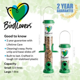 Jacobi Jayne® Small Bird Feeder Hanging 0.5L Capacity Easy Clean Feeder with Quick Release Perches and Base