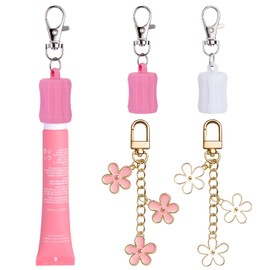 Mity rain 4PCS lip Gloss Holder Keychain for Summer Fridays, Flexible Silicone lip Balm Keychain Sleeve for Cap 0.55-0.7in, Portable Accessories for Bag, Keychains On-the-Go Touch-Ups