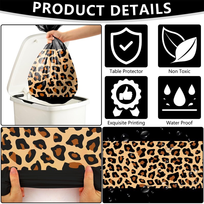 4 Pcs Leopard Print Party Tablecloth Decorations, Waterproof Rectangle Safari
