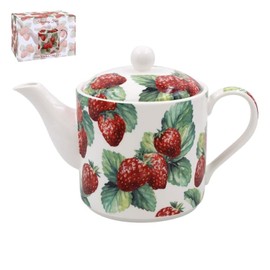 The Leonardo Collection Strawberry Field Tea Pot with Lid | British Designed Tea Pot | Ceramic Pot for Home & Office | Tea Pot for Serving Hot Drinks
