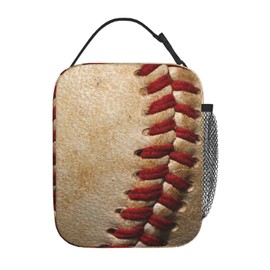 Gianlaima Baseball Lines Baseball Texture Lunch Bag Portable Insulated Lunch Bag Reusable Cooler Totes For Women Men Adults Work Picnic Camping