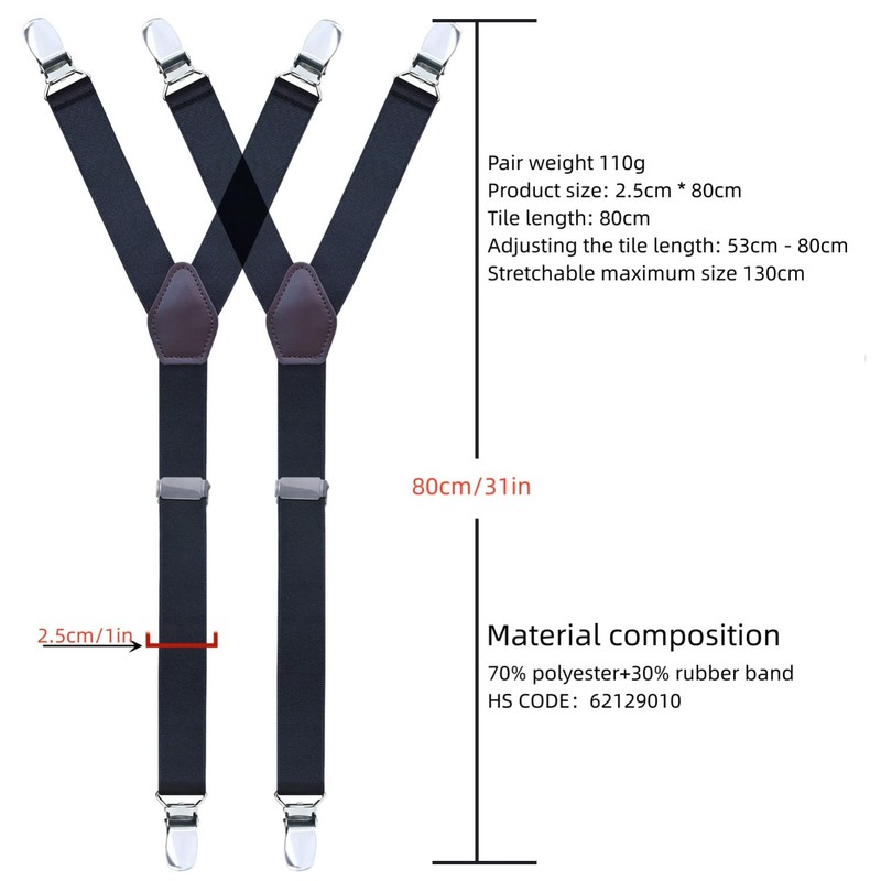 WannGe Men's Shirt Stays Adjustable Elastic Y-Style Garter Straps Socks