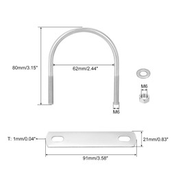 sourcing map Round U-Bolts, 8 Sets 62mm(2.44") Inner Width 80mm Length M6 304 Stainless Steel U Clamp Bolt with Nuts and Plates, for Boat Trailer