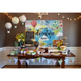 Avezano 7x5ft Adventure Awaits Backdrop Let The Adventure Begin World Map Photography Background Travel Theme Party Banner Decoration Supplies