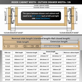 YENUO Stainless Steel Drawer Slides Full Extension 10 12 14 16 18 20 22 24 Inch Side Mount Ball Bearing Dresser Cabinet Kitchen Rails Track Guide Glides Runners Heavy Duty 100 Lbs (1 Pair, 16 Inch)