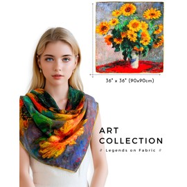 PoeticEHome Cashmere Scarf Wrap 36x36 Inch - Featherlight Artistic Large Square Shawl, Gift Packed