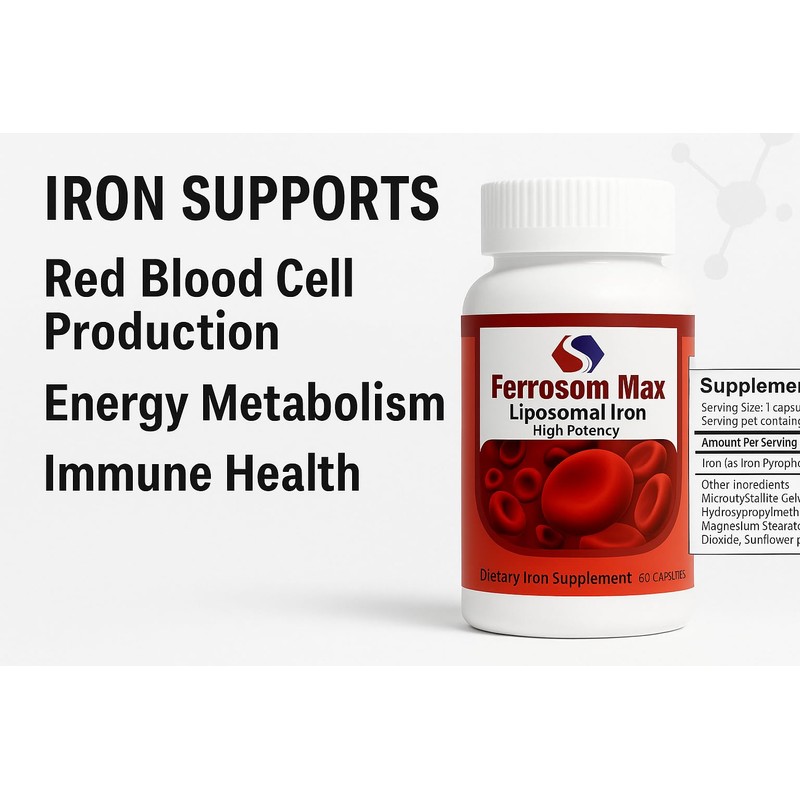 Ferrosom Max Liposomal Iron Supplement 60 Capsules (45mg Pure Elemental