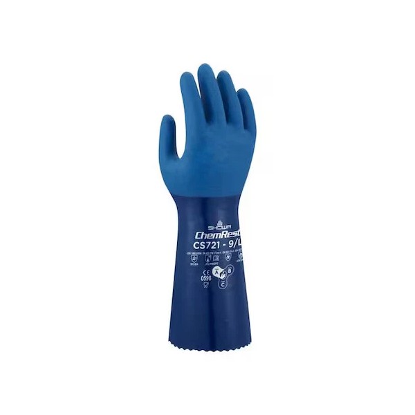 Showa Cs721s-07 Cs721 Chemical Resistant Gloves, Polyester, 13 3/4 In