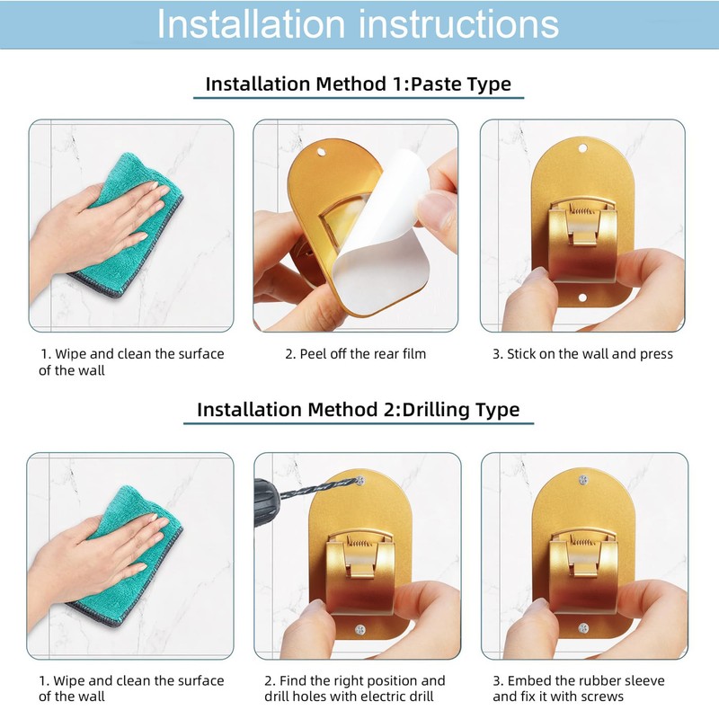 Cadorasty No Drill Curtain Rod Holder Hangers - Self Adhesive